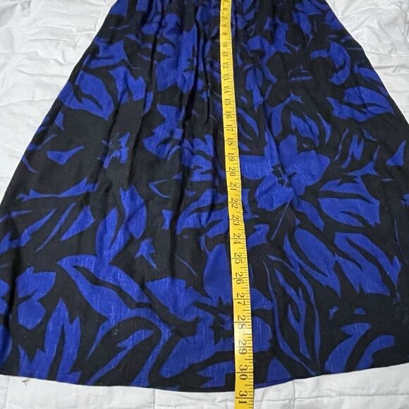 Vintage Ilyza New York Floral Print Skirt Sz 5/6 Black Blue Pleated 80s Preppy … - Picture 4 of 7